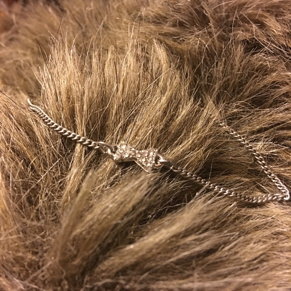Dainty rhinestone bow silver chain bracelet